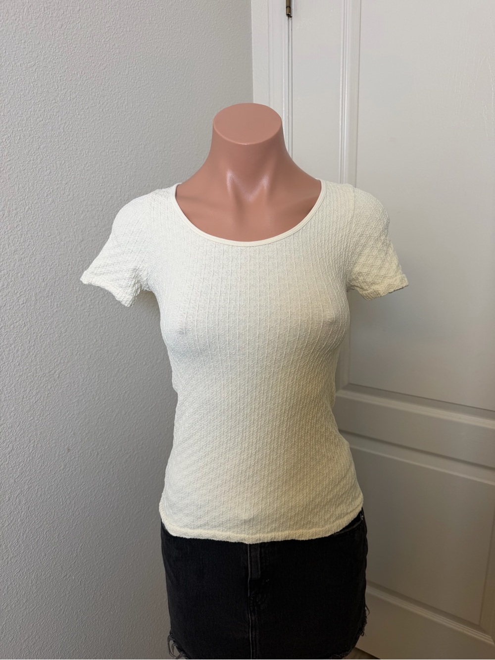 Jason Wu Cream Short Sleeve Scoop Neck Knit Top